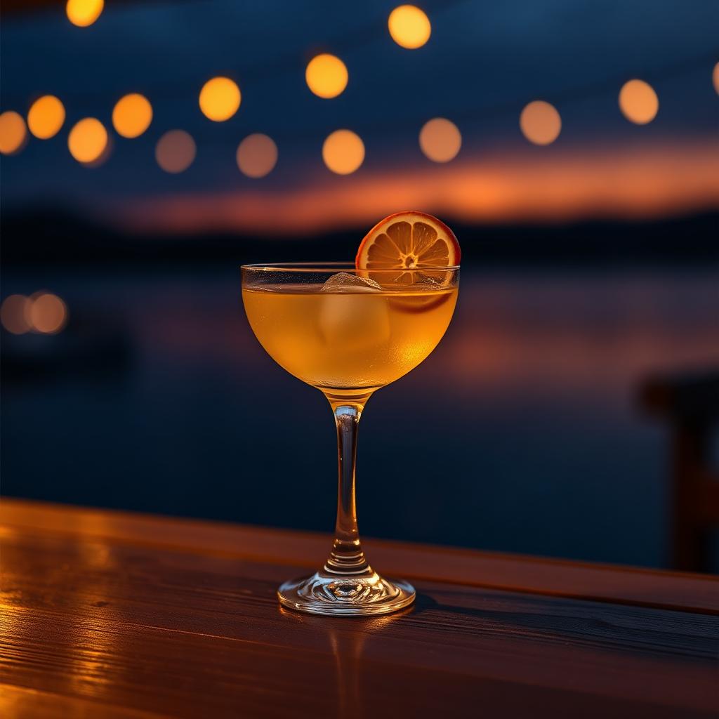 Crafted cocktail at sunset